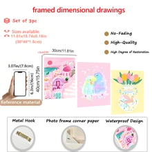 3 件，虎皮鹦鹉爱绘画画卧室装饰墙艺术卧室多彩装饰粉色装饰粉色印花可爱动物育儿室装饰，带框架的墙艺术，墙艺术，海报，帆布材料（可选框架），房间装饰，卧室装饰，墙壁装饰，浴室装饰，客厅装饰，办公室装饰