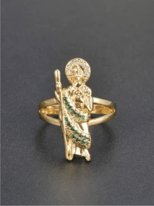 Tsnamer 1 Piece Delicate Vintage Virgin Mary Cubic Zirconia Gold Ring, 14K Gold Plated, Everyday Jewelry Gift For Women, Charm Jewelry - Ring - View 13
