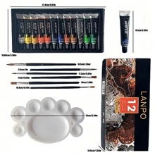 12/24/36 Farben Acrylfarben, Glas Malfarben Kunstbedarf reich an Farben und vielseitig zum Malen, 12 ml / 0,41 Unzen pro Tube, wasserbasierte Farbtube, geeignet für Leinwand, Holz und Basteleien - professionelle Künstlerbedarf, geeignet für Profis, Studenten und Erwachsene, Muss-haben für das neue Schuljahr, Einschulung, Schulmaterial