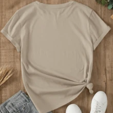 Women's Blouse T-Shirt Basic Cotton T-Shirt Stylish Casual Beach Fashion - 米色 - 查看 2