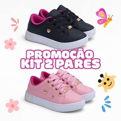 Kit 2 Tênis Infantil Menina Menino Confortável Escolar Casual Do 25 ao 36 PROMOÇÃO Por Tempo Limitado !!