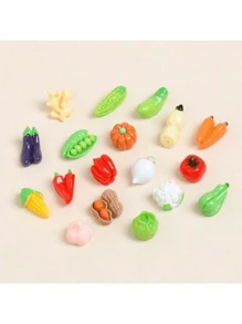 10pcs/30pcs/50pcs Mini Fruit & Vegetable Resin Decor, Pumpkin, Corn, Chili Pepper, Peanut, Ginger Resin Small Models, Tabletop Decoration, Miniature Food Toys, Photography Props, Small Landscape Accents, Home Gifts, Party Favors