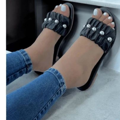 SANDALIA BUY STYLE PERLAS  Casual    Poliéster    EFECTO RESORTE CON PERLA  Playa  Boda  Vacación  Fiesta  Oficina  Casa    PRIMAvera verano