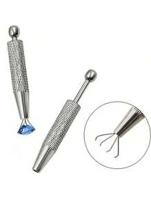 Pinça de precisão para joias com 4 pontas - Suporte para pedras preciosas e diamantes, ideal para contas e peças pequenas, ferramenta ergonômica para artesanato em metal/alumínio, ferramentas para fabricação de joias