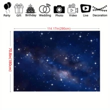 1 pièce, Fond en tissu de ciel étoilé de nuit, fond d'anniversaire de galaxie et d'espace, décoration et peinture de fête thématique d'astronaute et d'espace, bannière d'anniversaire pour homme, toile de fond de photomaton, peinture murale, nappe, rideau