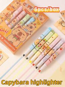 1 Stück/3 Stück/6 Stück/12 Stück bunte fluoreszierende Capybara Stifte, hochwertige augenfreundliche farbige Schreibstifte für Journaling (6 Stück/Box), schnelltrocknende Feinspitz Markierstifte, Umriss Stifte, kreative hochwertige Studenten Marker, permanente wasserfeste Reifen Graffiti Stifte für Textilien und Holz, geeignet für Kunst, Handwerk, Büromaterial, Geschenkverpackung, schreiben fließend