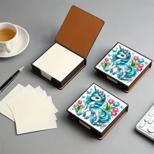 Scatola decorativa per promemoria con motivo adesivo senza diamanti, stile artistico, può essere utilizzata per conservare note e decorare la scrivania. Il blocco memo autoadesivo ha 160 pagine con firma, adatto per registrare idee, attività e articoleria da ufficio quotidiana