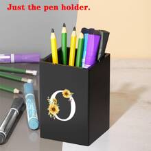 Praktischer acrylischer Stifthalter, Stiftbecher, minimalistischer Stiftehalter mit Namensschrift-Muster, multifunktionaler Schreibtischorganizer, Make-up Pinsel Aufbewahrung, stabile Bürozubehör, modernes Design, Studiendekoration