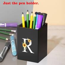 Praktischer acrylischer Stifthalter, Stiftbecher, minimalistischer Stiftehalter mit Namensschrift-Muster, multifunktionaler Schreibtischorganizer, Make-up Pinsel Aufbewahrung, stabile Bürozubehör, modernes Design, Studiendekoration