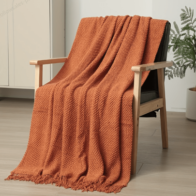 1pc Solid Color Knitted Corn Grain Blanket, Nordic Vintage Style Solid Color Knit Throw Blanket For Bed, Sofa, Office Nap, Daily Use