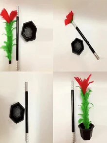 1 件魔术棒变花魔术道具，近距离花盆变身魔术，舞台表演魔术道具，初学者魔术师易于学习 - 彩色 - 查看 1