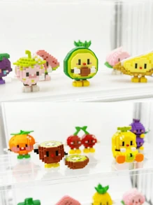 Set de 4213 piezas de bloques de construcción de frutas encantadoras - Aguacate, Sandía, Melocotón, Durian, Cereza, Kiwi, Fresa, Arándano, Rambután, Mangostán, Naranja, Plátano; Bloques de construcción educativos creativos de comida realista para decoración del hogar, regalo de cumpleaños