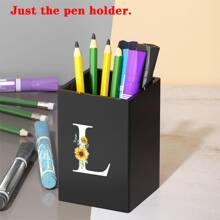 Praktischer acrylischer Stifthalter, Stiftbecher, minimalistischer Stiftehalter mit Namensschrift-Muster, multifunktionaler Schreibtischorganizer, Make-up Pinsel Aufbewahrung, stabile Bürozubehör, modernes Design, Studiendekoration