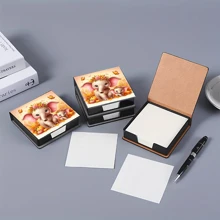 Scatola per blocco note decorativa con motivi, senza diamanti, in stile artistico, utilizzabile per conservare note e decorare le scrivanie. Il blocco note adesivo contiene 160 pagine firmate, una cancelleria versatile per prendere appunti, tracciare attività, ecc. quotidianamente