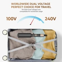 UKLISS 迷你雙筒捲髮棒－旅行便攜式捲髮工具，0.4英吋陶瓷捲髮棒，雙電壓，5段溫度設定 - 英規插(220-240V) - 查看 9