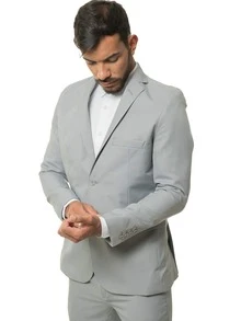 Men's Formal Suit Microfiber Gabardine Premium Promotion - Light Grey - View 2