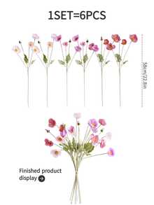 6朵58厘米仿真罂粟花，适用于墙面、客厅、卧室、婚礼、派对装饰、桌面摆设。家居、桌面、厨房、婚礼、餐桌、中心装饰、办公室、花园、户外、房屋、庭院装饰，四季皆宜。 - 彩色 - 查看 3
