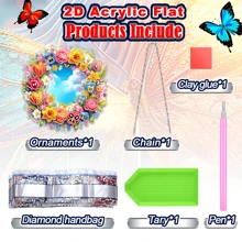 2D FLACH Sondergform Kristall Diamant eingebettetes Kunstwerk Dekor Set, einseitig Kranz Thema Dekorationen, Acryl Heim Dekor Anzeige Schild, Handwerkskunst, Feiertagsgeschenke, geeignet für Schlafzimmer, Büro, Wohnzimmer, Arbeitszimmer
