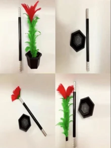1 件魔术棒变花魔术道具，近距离花盆变身魔术，舞台表演魔术道具，初学者魔术师易于学习 - 彩色 - 查看 3