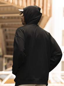 Men's Sweatshirt  Cold Weather Sweatshirt StreetWear Style  Black Tracksuit Happness Print - Lumo - 黑色 - 查看 2