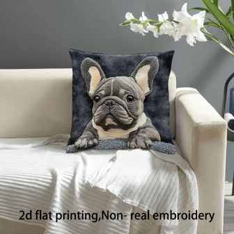 1 pezzo Federa per cuscino con stampa vintage 2D di bulldog francese, misura 45,72x45,72cm, in 100% poliestere, lavabile in lavatrice, con cerniera, cucitura decorativa adatta per vari tipi di stanze