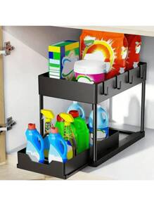 1 Stück Aufbewahrungsregal Organizer mit Schubladen in Große Größen, Badezimmerschrank Aufbewahrungsbox mit Haken, Heim-Küchen-Zubehör