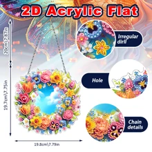 2D FLACH Sondergform Kristall Diamant eingebettetes Kunstwerk Dekor Set, einseitig Kranz Thema Dekorationen, Acryl Heim Dekor Anzeige Schild, Handwerkskunst, Feiertagsgeschenke, geeignet für Schlafzimmer, Büro, Wohnzimmer, Arbeitszimmer