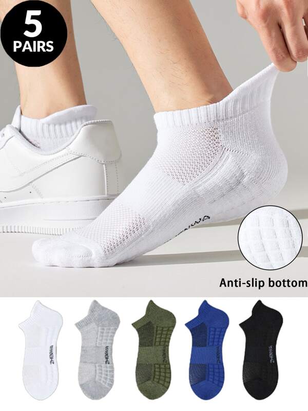 1-5 Stück Herrensocken, einfarbig, aus Meshgewebe, schweißabsorbierend, für den täglichen Gebrauch - atmungsaktive Sommer-Grundausstattung, Socken aus Meshgewebe, gestrickt