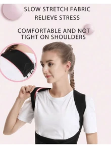 驼背矫正器，青少年和成人隐形矫正带，防驼背矫正，姿势改善矫正产品和肩部支撑 - 适合日常佩戴，锁骨稳定 - 促进健康姿势，防止懒散 - 黑色 - 查看 7