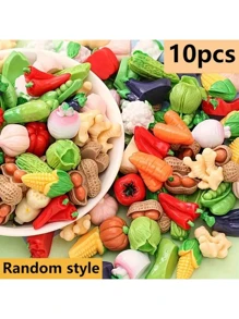 10pcs/30pcs/50pcs Mini Fruit & Vegetable Resin Decor, Pumpkin, Corn, Chili Pepper, Peanut, Ginger Resin Small Models, Tabletop Decoration, Miniature Food Toys, Photography Props, Small Landscape Accents, Home Gifts, Party Favors