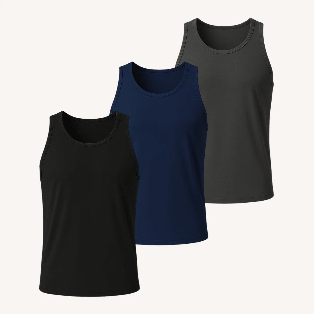 Kit 3 Men's Gym Tank Tops Plain Lightweight Fitness Shirt