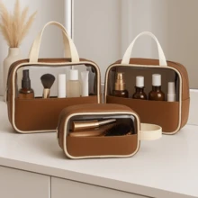 Kit 3 Transparent Premium Women's Toiletry Bags For Travel