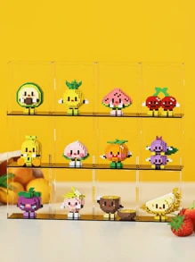 Set de 4213 piezas de bloques de construcción de frutas encantadoras - Aguacate, Sandía, Melocotón, Durian, Cereza, Kiwi, Fresa, Arándano, Rambután, Mangostán, Naranja, Plátano; Bloques de construcción educativos creativos de comida realista para decoración del hogar, regalo de cumpleaños
