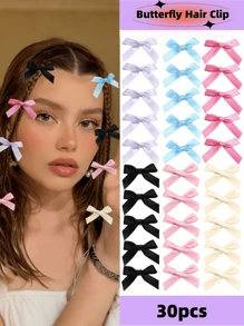 30 Pieces Of Ladies' Hair Clips, Featuring Bow - Tie Elements, Are Beautiful And Stylish. They Are Suitable For Special Occasions Such As Parties, Dates, Weddings, Etc., And Can Quickly Enhance Your Charm. ,Hair Accessory, Claw Clips, Hair Slide, Hair Claws