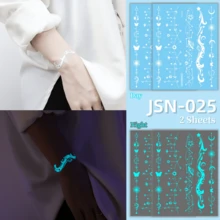 Waterproof Fake Tattoo, Blue Luminous Tattoo Stickers, Foot And Neck Luminous Stickers, Temporary Tattoo, Ins, Y2k Style, High-End Stickers, Lasting 2-5 Days, Music Festival Party Dance Party Holiday Body Decorations, The Best Gift For Family And Friends, Suitable For Neck, Hand And Foot, Etc