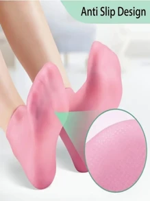2 Stücke Peeling & feuchtigkeitsspendende Socken zum Schutz vor Fersenspalten, Hautpflege-Geleinlegesohlen-Fußmasken-Socken für den Strand, elastische Kurzsocken mit Silikongel
