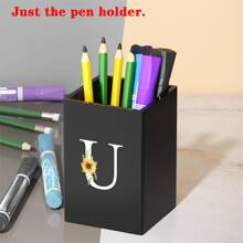 Praktischer acrylischer Stifthalter, Stiftbecher, minimalistischer Stiftehalter mit Namensschrift-Muster, multifunktionaler Schreibtischorganizer, Make-up Pinsel Aufbewahrung, stabile Bürozubehör, modernes Design, Studiendekoration