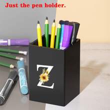 Praktischer acrylischer Stifthalter, Stiftbecher, minimalistischer Stiftehalter mit Namensschrift-Muster, multifunktionaler Schreibtischorganizer, Make-up Pinsel Aufbewahrung, stabile Bürozubehör, modernes Design, Studiendekoration