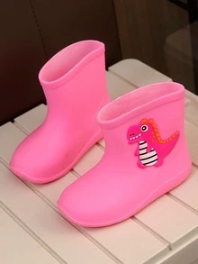 儿童鞋儿童卡通雨靴时尚橡胶儿童雨靴防水高帮雨鞋防水涉水鞋 - 粉色 - 查看 3