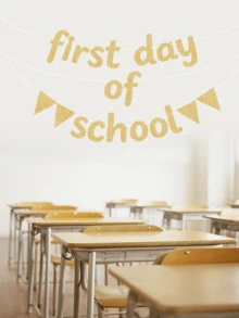 Nueva pancarta de decoración para el primer día de clases, suministros para fiesta de regreso a clases, pancarta de bienvenida de regreso a clases, decoraciones de regreso a clases, letrero de bienvenida de regreso reutilizable para pizarra de boletín del aula (Colorido, Destello dorado)
