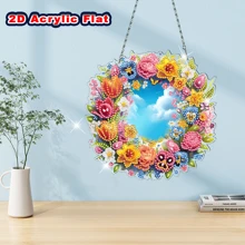 2D FLACH Sondergform Kristall Diamant eingebettetes Kunstwerk Dekor Set, einseitig Kranz Thema Dekorationen, Acryl Heim Dekor Anzeige Schild, Handwerkskunst, Feiertagsgeschenke, geeignet für Schlafzimmer, Büro, Wohnzimmer, Arbeitszimmer