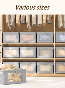 1 pieza Caja de almacenamiento de ropa con tapa, organizador de cajón de armario para ropa y pantalones, caja de visibilidad transparente con capas