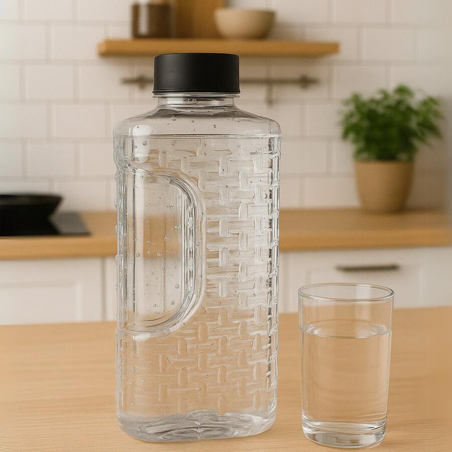 Mosaic Refrigerator Bottle 1.9LT Water Juice Jug Cascade Lid - 黑色 - 查看 1