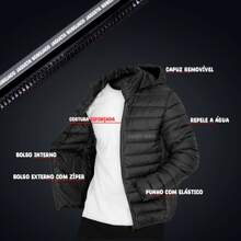 Jaqueta Puffer Bobojaco Corta Vento Nylon Frio Reforçada Capuz Removivel