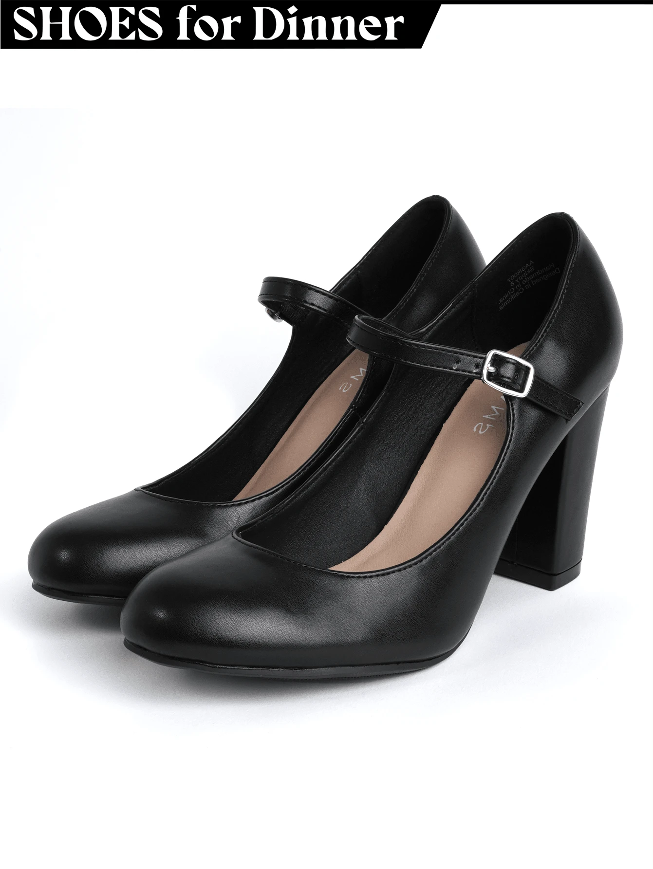 Women's White Wine Rose Gold Black Taupe Beige Grey Lipstick Natural Snake Mary Jane Pumps – Round Toe Ankle Strap Vintage Dress Heels [Size Up Half Size] - 食皮革 - 查看 1