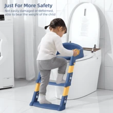 Senmeo Kids Potty Training Seat, Foldable Toddler Toilet Seat With 6‑Height Adjustable Step Stool, Splash Guard, Anti‑Slip Pads & Soft Cushion For Boys Girls - Blue - View 8