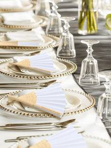 20/40pcs Personalized Engraved White Folding Elegant Cloth Fans, Wedding And Party Supplies,Art Activities For Children - Multicolor - View 4