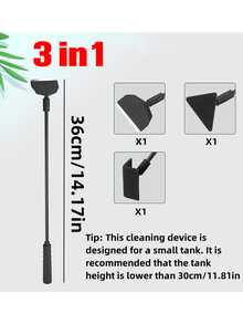 3-In-1 Fish Tank Cleaning Tool Set, Small Aquarium Cleaning Tools, Designed For Small Fish Tanks, Fish Tank Corner Cleaning Brush, Algae Scraper - Multicolor - View 3