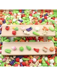 10pcs/30pcs/50pcs Mini Fruit & Vegetable Resin Decor, Pumpkin, Corn, Chili Pepper, Peanut, Ginger Resin Small Models, Tabletop Decoration, Miniature Food Toys, Photography Props, Small Landscape Accents, Home Gifts, Party Favors
