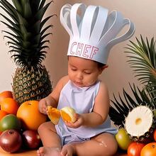 2PCS/Set Baby Photography Prop Chef Hat Apron Photo Props Costume Baby Chef Outfit Little Chef Apron And Hat Set For Baby Photography Chef Clothing - White - View 1